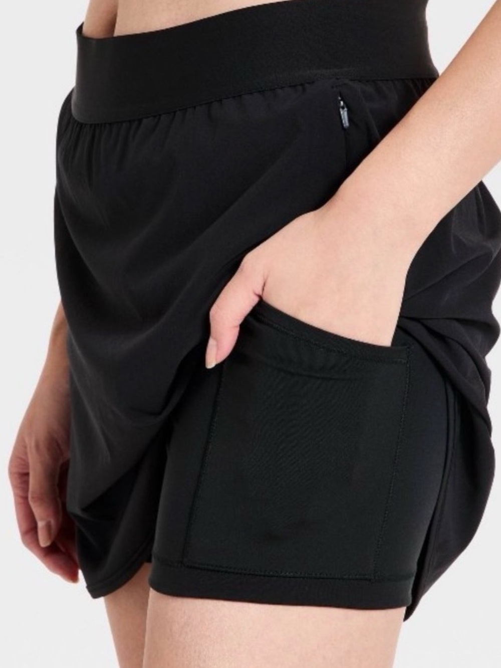 All In Motion Black Skort with Zipper Pocket